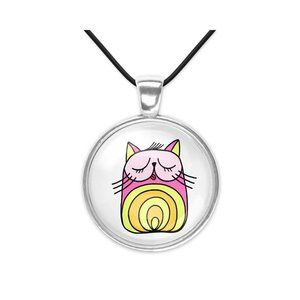 Jazzy Cat Glass Pendant Necklace Fun Whimsical New